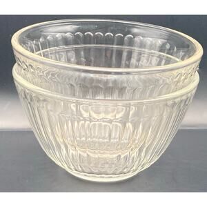 Pyrex Ribbed Three Cup Glass Clear Mixing Bowls (2) 7401-S MADE IN USA